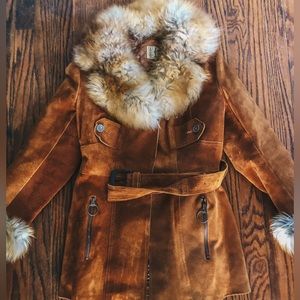 Vintage Suede Jacket with Fur Size XS